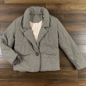 Free People Size XS Plaid Tawny Pillow Puffer Menswear Jacket Coat
